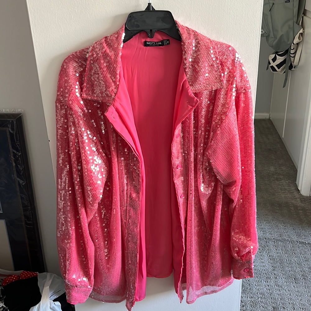 Pink Sequin Jacket - Nastygal